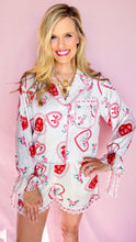 White and Light Pink Heart Lace Trim PJ Set