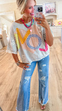 Light Blue LOVE Patchwork Top