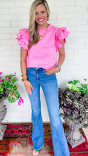 Pink Ric Rac Trim Sleeve Top