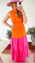 Orange and Pink Halter Maxi Dress
