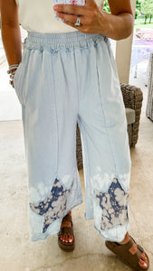 Baby Blue Acid Wash Star Knit Pants