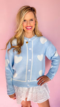 Light Blue Heart Print Cardigan