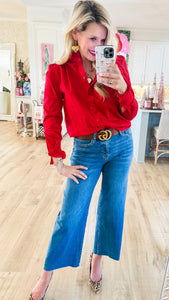 High-Rise Clean-Cut Slim Wide Leg Jeans