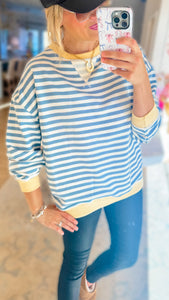 Blue and Ivory Striped Top