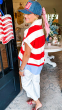 Red and White Contrast Striped Top