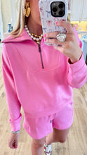 Pink Solid Half Zip Pullover