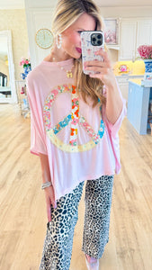 Cotton Pink Peace Patch Top