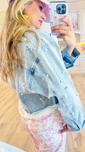 Denim Pearl Scallop Jacket