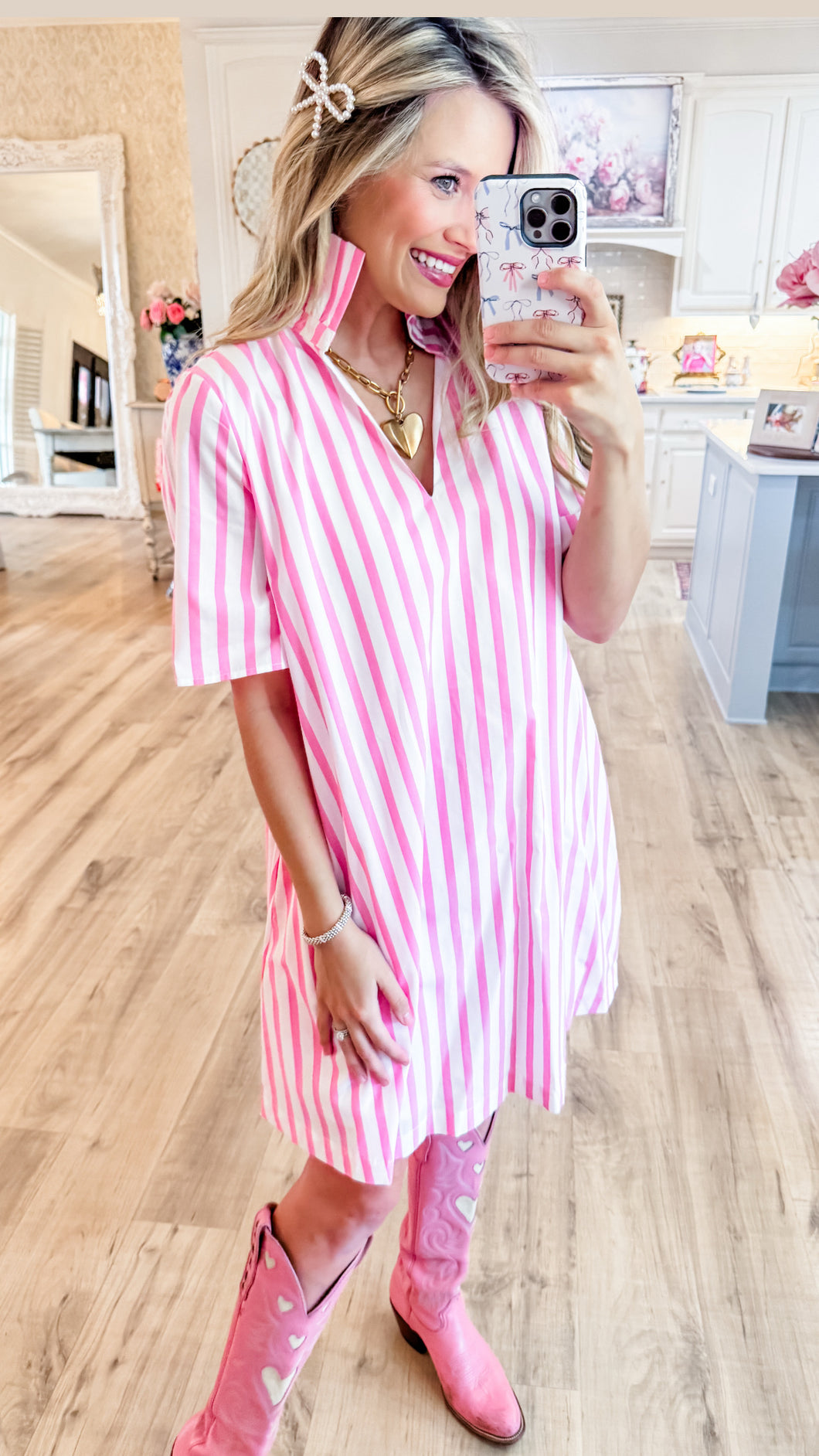 Pink Olivia Striped Dress