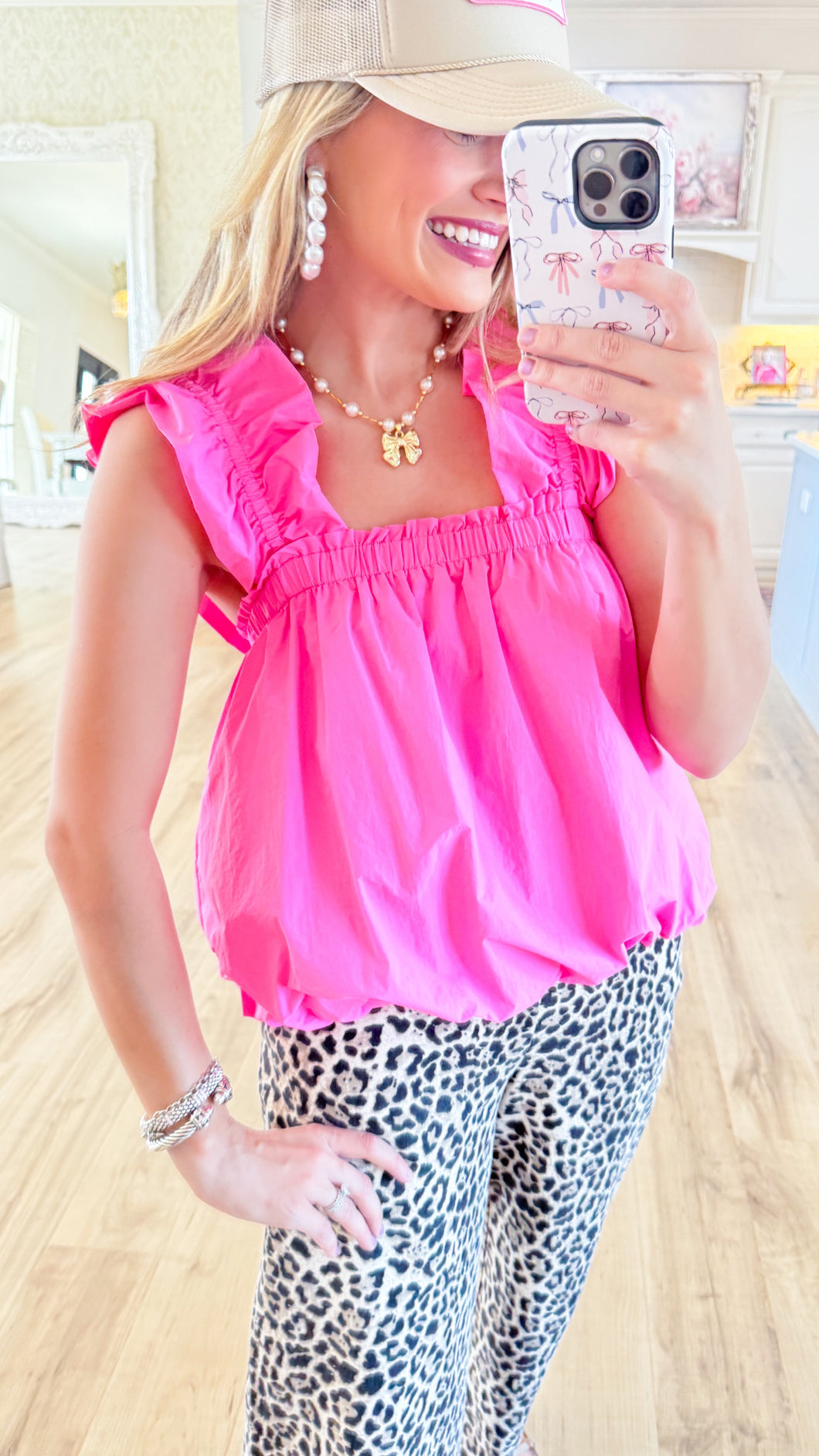 Pink Poplin Tank Top