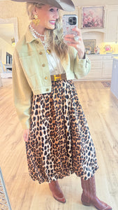 Leopard Print Balloon Midi Skirt