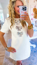 White Sequin Bow Mini Dress