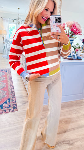 Color Blocked Striped Sweater