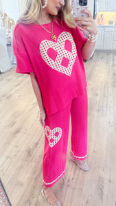 Hot Pink Peace Patch Pant Set