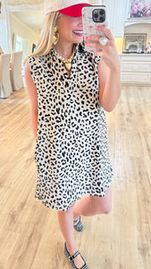 Ecru Leopard Print Mini Dress