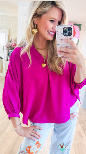 Magenta Dolman Sleeve Top