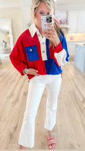 Red, White and Blue Colorblock Top