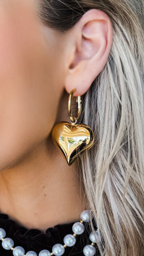 Gold Dangle Heart Earring