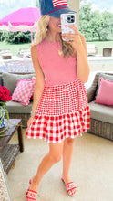 Red Gingham Sleeveless Mini Dress