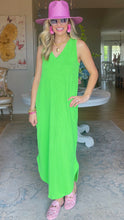 Apple Green Ribbed Sleeveless Dress