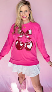 Pink Heart Cherries Sweatshirt