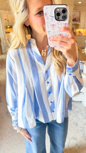 #11 Blue Stripe Long Sleeve Top