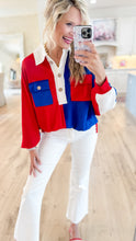 Red, White and Blue Colorblock Top