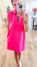 Pink Collared Sleeveless Mini Dress