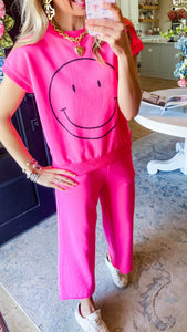 Hot Pink Smiley Pant Set