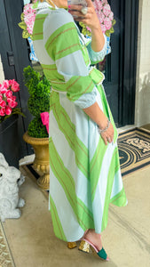 Green Multi Color Midi Dress