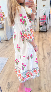 THML White Floral Tiered Dress