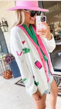 Pink and Green Sequin Golf Cardigan