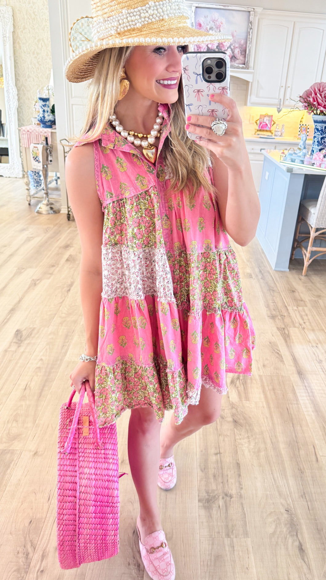 Pink Floral Multi Print Mini Dress