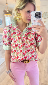 Raspberry Floral Top