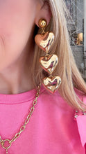 Gold Tiered Heart Earrings