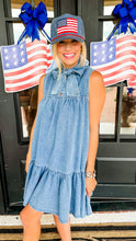 Light Denim Sleeveless Bow Mini Dress