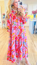 Calypso Pink Flower Print Midi Dress