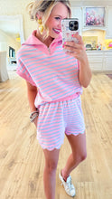 Pink and Blue Striped Scallop Short Set