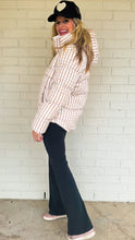 Beige Gingham Pull Over Puffer Jacket