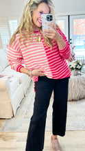 Pink and Red Stripe Colorblock Top