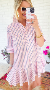 Light Pink Stripe Contrast Mini Dress