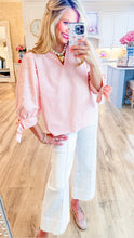 Pink Stripe Pearl Sleeve Top