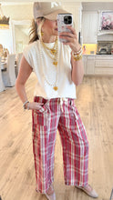 Red Combo Plaid Balloon Pants