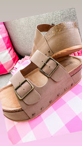 Taupe Platform Buckle Sandal