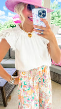 Glossy White Ruffle Cap Sleeve Top