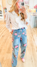 Denim Flower Pants