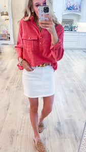 White Denim Skirt