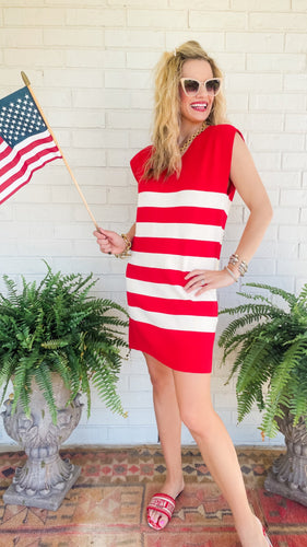 Red Striped Sleeveless Mini Dress