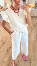 White Polka Dot Textured Pant Set