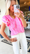 Light Pink Printed Ruffle Sleeve Top